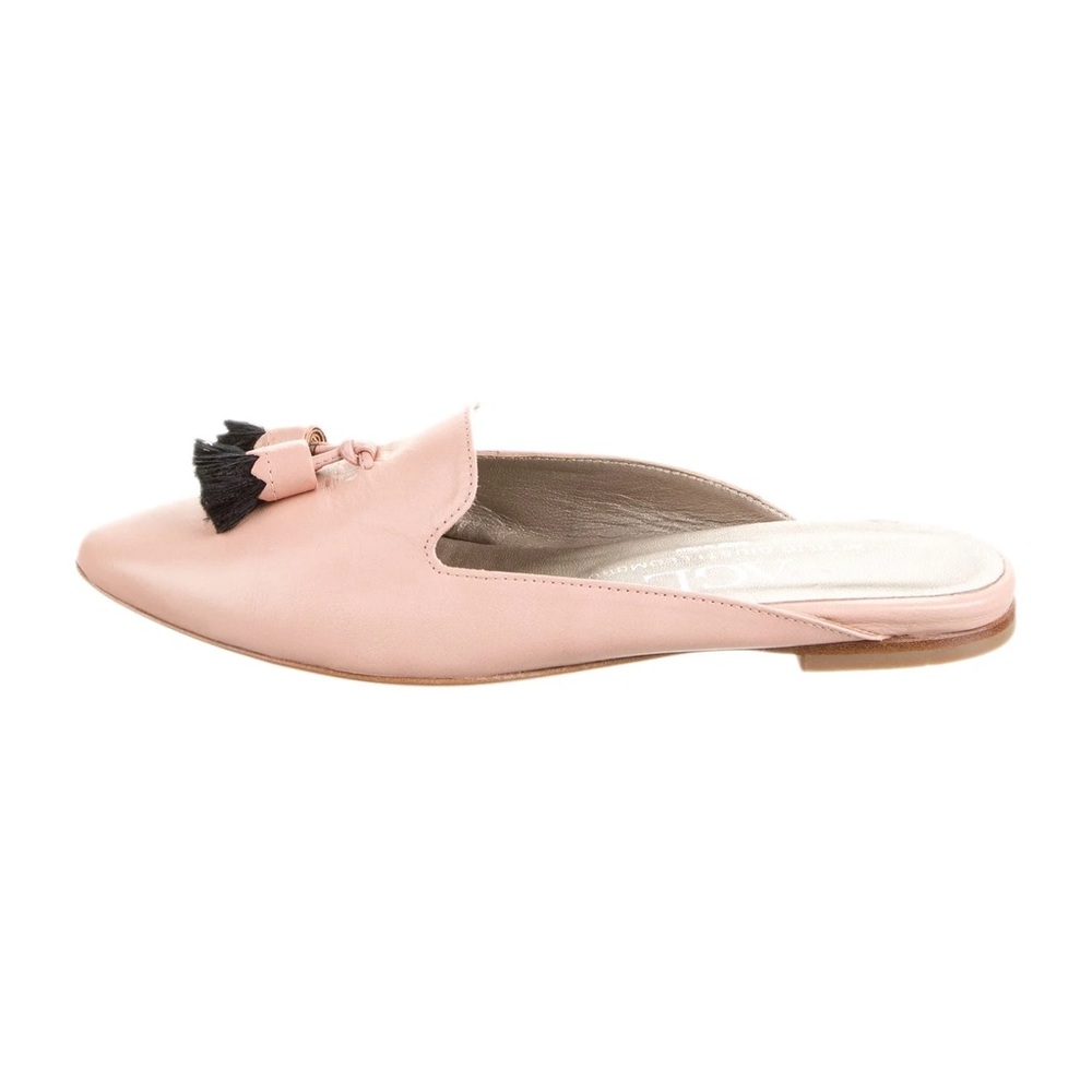 AGL Attilio Giusti Leobruni BLUSH LEATHER OPEN BACK POINTED TOE Tassels Flats